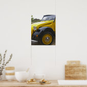 ein altes, schwarz-gelbes Citroen 2CV 2 CV, Poster (Küche)