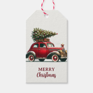 Ein altes Weihnachtswagen-Geschenk-Tag Geschenkanhänger