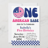 Ein amerikanischer Babe 4. Juli Mädchen 1. Geburts Einladung (Vorderseite)