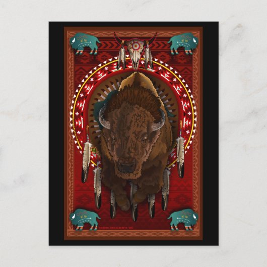 Ein amerikanischer Buffalo-Designprint Postkarte (Vorderseite)