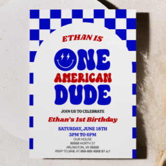 Ein amerikanischer Typ 4. Juli 1. Geburtstag Party Einladung