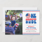 Ein amerikanischer Typ 4. Juli Foto erster Geburts Einladung (Vorderseite)