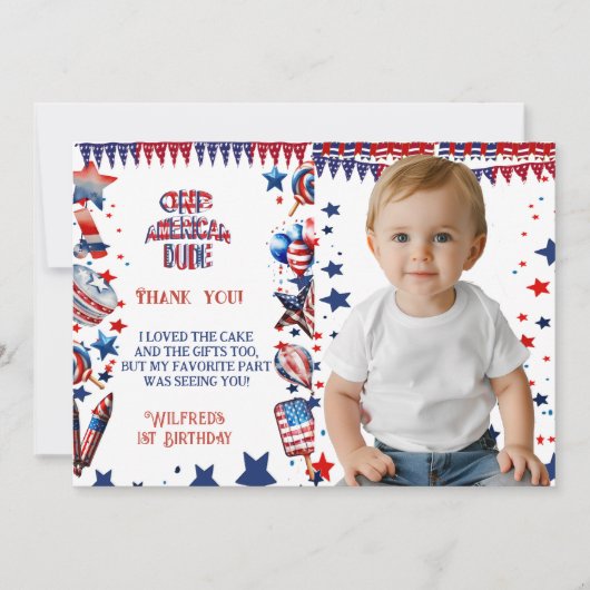 Ein amerikanischer Typ 4. Juli Red White Blue Gebu Dankeskarte (Vorderseite)