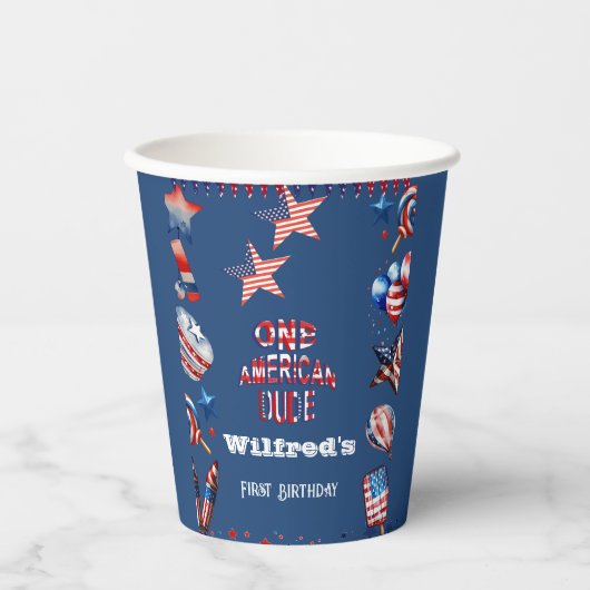 Ein amerikanischer Typ 4. Juli Red White Blue Gebu Pappbecher (Vorderseite)