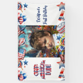 Ein amerikanischer Typ Red White Blue Birthday Fot Banner (Vertikal)