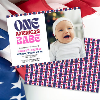 Ein amerikanisches Babe 4. Juli 1. Geburtstag Einladung