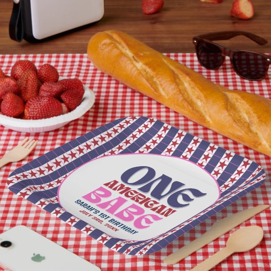 Ein amerikanisches Babe 4. Juli 1. Geburtstag Pappteller (Picknick)