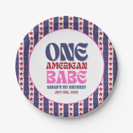 Ein amerikanisches Babe 4. Juli 1. Geburtstag Pappteller