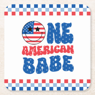 Ein amerikanisches Babe 4. Juli 1. Geburtstag Rechteckiger Pappuntersetzer