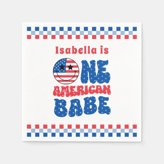 Ein amerikanisches Babe 4. Juli 1. Geburtstag Serviette (Vorderseite)