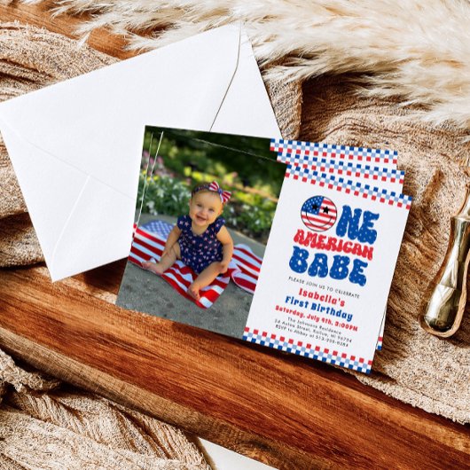 Ein amerikanisches Babe 4. Juli Foto erster Geburt Einladung