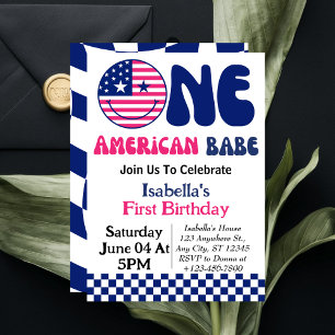 Ein amerikanisches Baby, 4. Juli Mädchen, 1. Gebur Einladung