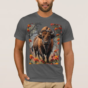 Ein amerikanisches Bison umgeben von indischer Mal T-Shirt