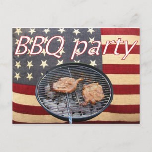 Ein amerikanisches GRILLEN-Party Einladungspostkarte