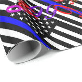 Ein amerikanisches Thin Blue Line Display Geschenkpapier (Rolleneckpunkt)