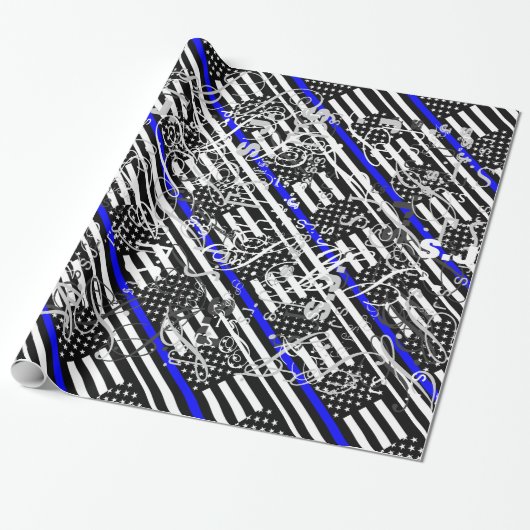 Ein amerikanisches Thin Blue Line Display Geschenkpapier (Ungerollt)