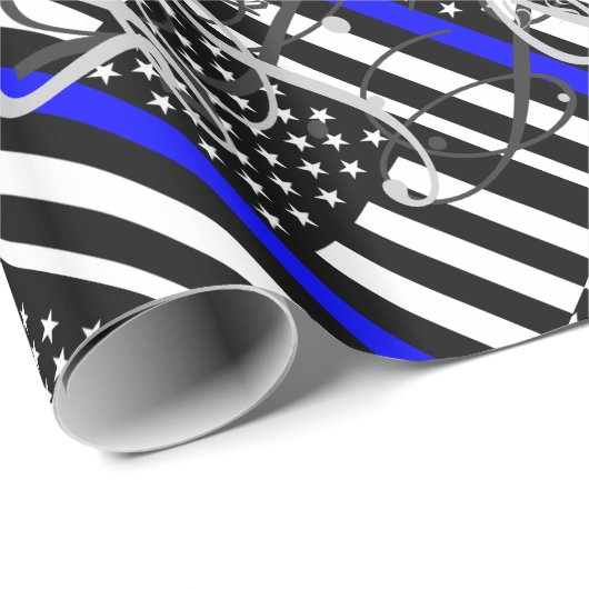 Ein amerikanisches Thin Blue Line Display Geschenkpapier (Rolleneckpunkt)