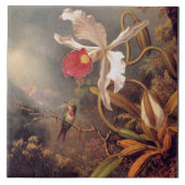 Ein Amethyst Hummingbird mit weißem Orchid Fliese (Vorderseite)