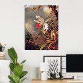 Ein Amethyst Hummingbird mit weißem Orchid Poster (Heimbüro)