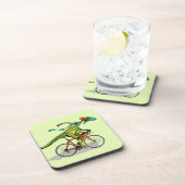 Ein Anabisetia Dinosaurier, der mit dem Fahrrad fä Getränkeuntersetzer (Rechte Seite)