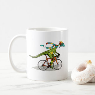 Ein Anabisetia Dinosaurier, der mit dem Fahrrad fä Kaffeetasse