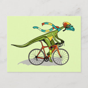 Ein Anabisetia Dinosaurier, der mit dem Fahrrad fä Postkarte