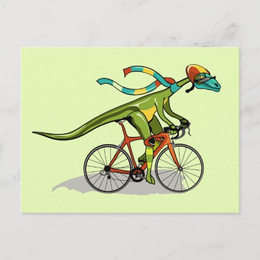 Ein Anabisetia Dinosaurier, der mit dem Fahrrad fä Postkarte (Vorderseite)