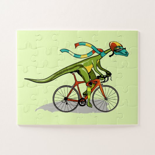 Ein Anabisetia Dinosaurier, der mit dem Fahrrad fä Puzzle (Horizontal)