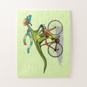 Ein Anabisetia Dinosaurier, der mit dem Fahrrad fä Puzzle (Vertikal)