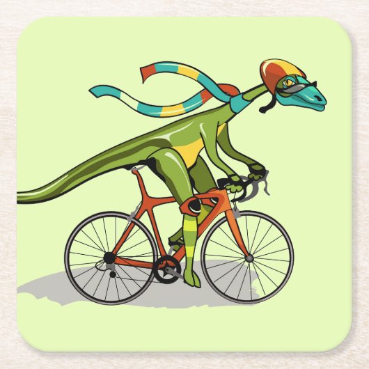 Ein Anabisetia Dinosaurier, der mit dem Fahrrad fä Rechteckiger Pappuntersetzer (Vorderseite)