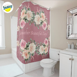 Ein anderer schöner Tag Wasserfarben Rose Duschvorhang