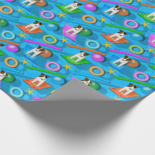 ein anderes Parson Jack Russell Terrier Pool Party Geschenkpapier (Ecke)