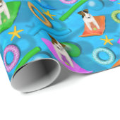 ein anderes Parson Jack Russell Terrier Pool Party Geschenkpapier (Rolleneckpunkt)