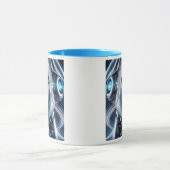 Ein Androidenmädchen mit perlenden blauen Augen. Tasse (Zentrum)