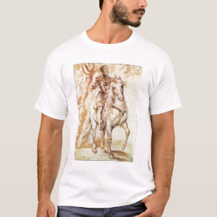 Ein angebrachter Ritter in der Rüstung (Feder auf T-Shirt