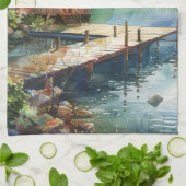 Ein Angel-Schlauch am See Geschirrtuch (Gefaltet)