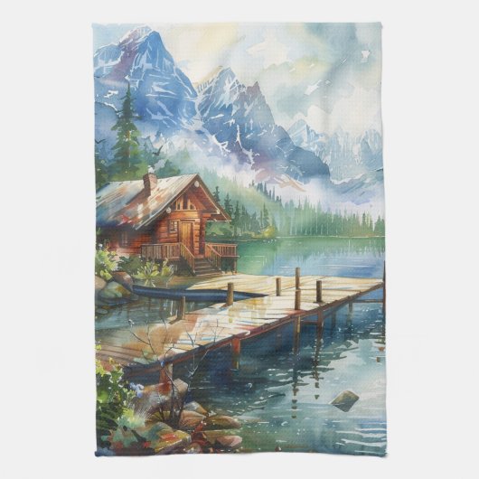 Ein Angel-Schlauch am See Geschirrtuch (Vertikal)