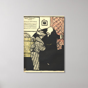 Ein angemessener Mann führt eine junge Frau in Leinwanddruck