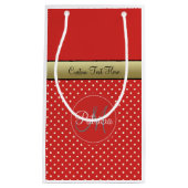 Ein angepasster roter Polka-Dot, goldenes Band Kleine Geschenktüte (Vorderseite)
