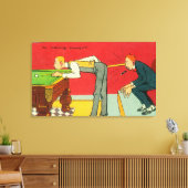 Ein ängstlicher Moment, der Pool-Cue trifft einen Leinwanddruck (Insitu (Wohnzimmer))