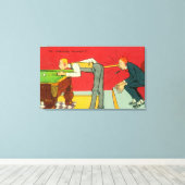 Ein ängstlicher Moment, der Pool-Cue trifft einen Leinwanddruck (Insitu (Holzboden))