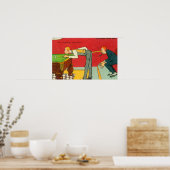 Ein ängstlicher Moment, der Pool-Cue trifft einen Poster (Küche)