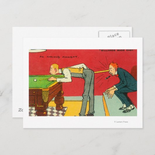 Ein ängstlicher Moment, der Pool-Cue trifft einen  Postkarte (Vorne/Hinten)