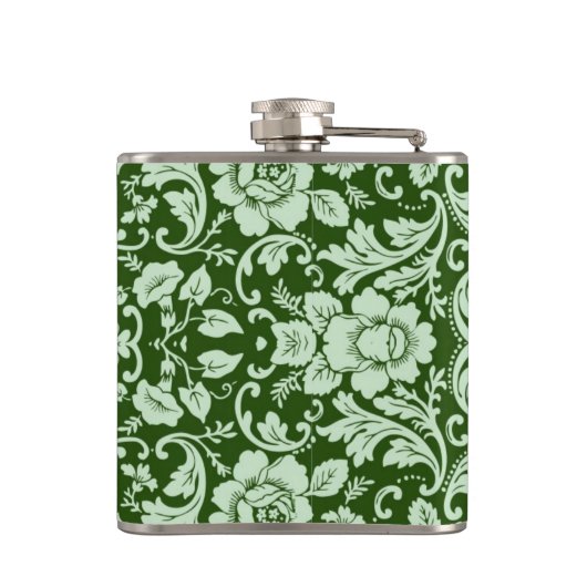 Ein antiker Blumendamast Flachmann (Rückseite)