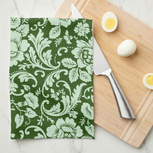 Ein antiker Blumendamast Handtuch (Viertel Falte)