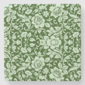 Ein antiker Blumendamast Steinuntersetzer (Vorderseite)