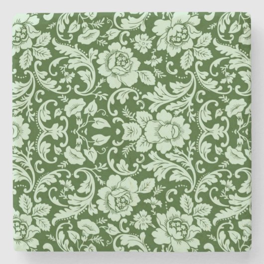 Ein antiker Blumendamast Steinuntersetzer (Vorderseite)