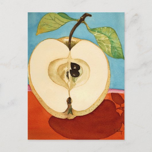 ein Apfel am Tag ...Aquarell Postkarte (Vorderseite)