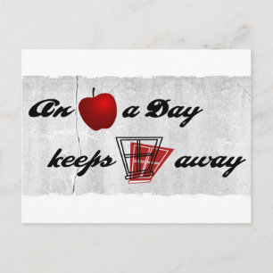 Ein Apfel am Tag behalte die Fenster weg Postkarte