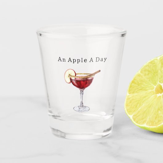 Ein Apfel am Tag Schnapsglas (Vorderseite)